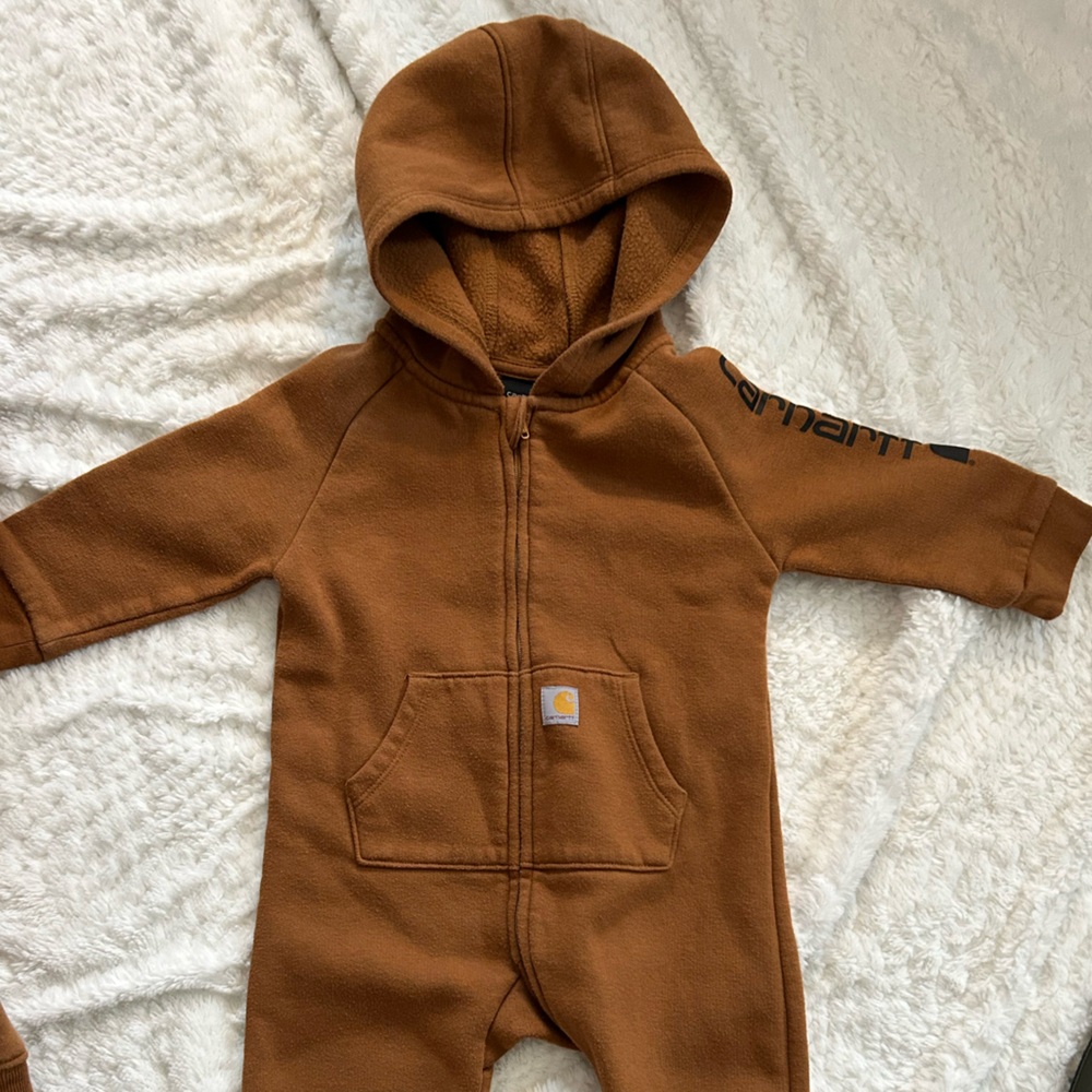 Carhartt Tan Half Zip Hoodie and Full Zip Sweat Outfit Bundle- 9 months - Picture 3 of 7